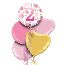 2nd Birthday Pink Dots Balloon Bouquet